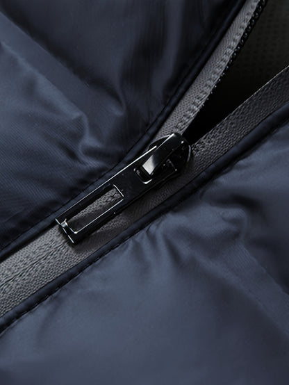 Men'S Heavyweight Winter Jacket - Thermal Insulated Coat with Zipper Closure, Slim Fit Formal & Casual Outerwear in Dark Green/Blue, Polyester-Lined Cold Weather Jacket for Everyday & Special Occasions, Winter Coats, Seasonal