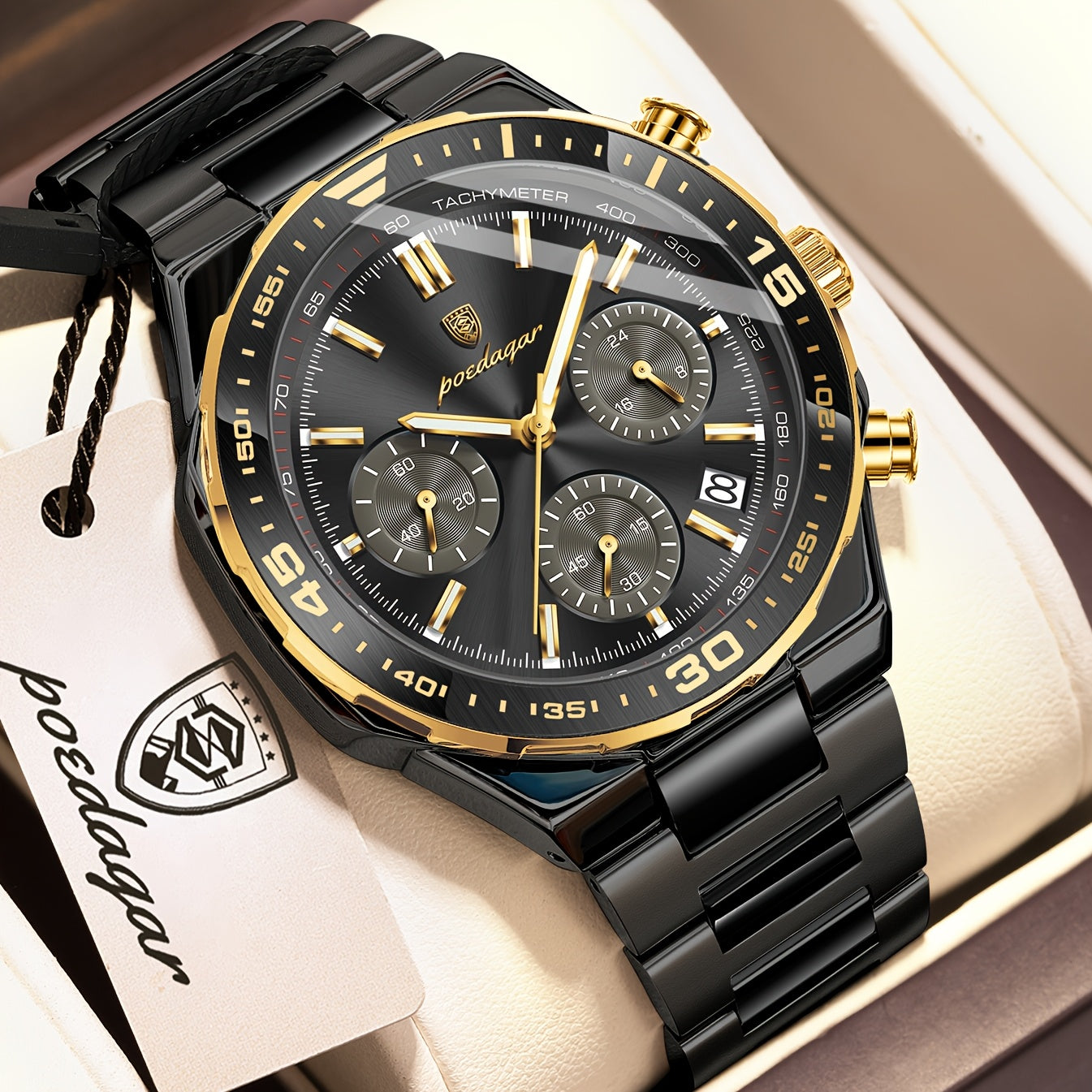 Men's Business Quartz Watch Stainless Steel Waterproof