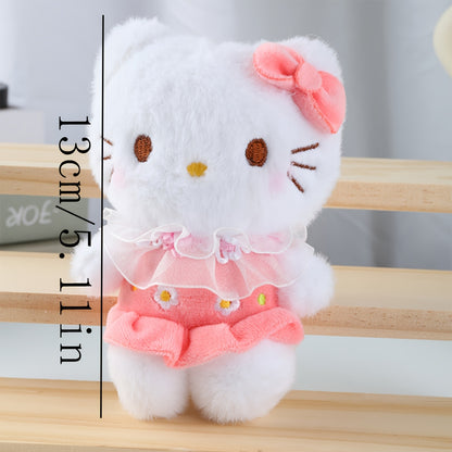 Sanrio Hello Kitty մանկական փափուկ խաղալիք կախազարդ ծաղկային զգեստով, տիկնիկի փափուկ խաղալիք բանալիի շղթա մեջքի պայուսակի կախազարդ, տիկնիկ աղջկա տոնական ծննդյան նվեր