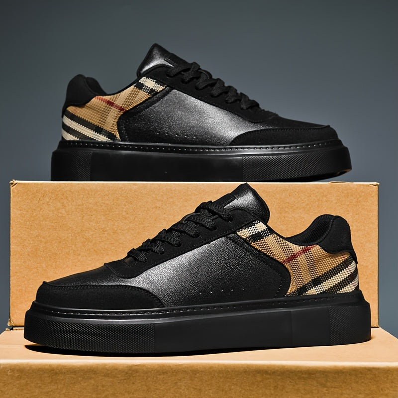 Men's Fashionable Street Sneakers - Comfortable & Non-Slip for City Exploration & Outdoor Activities - Robust Lace-Up Skate Shoes Suitable for Casual Attire