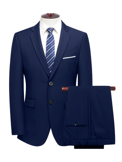 Men's Skinny Fit 2-Piece Suit Set with Blazer & Trousers