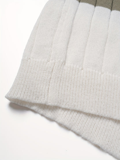 Տղամարդու ոճային գծավոր տրիկոտաժե պուլովեր սվիտեր - ամենօրյա կլոր վզնոցով, հարմար է գարնանը, աշնանը և ձմռանը կրելու համար