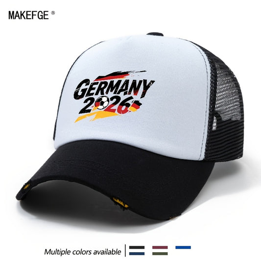 Unisex Germany Football 2026 Mesh Baseball Cap with Curved Brim - ayq
