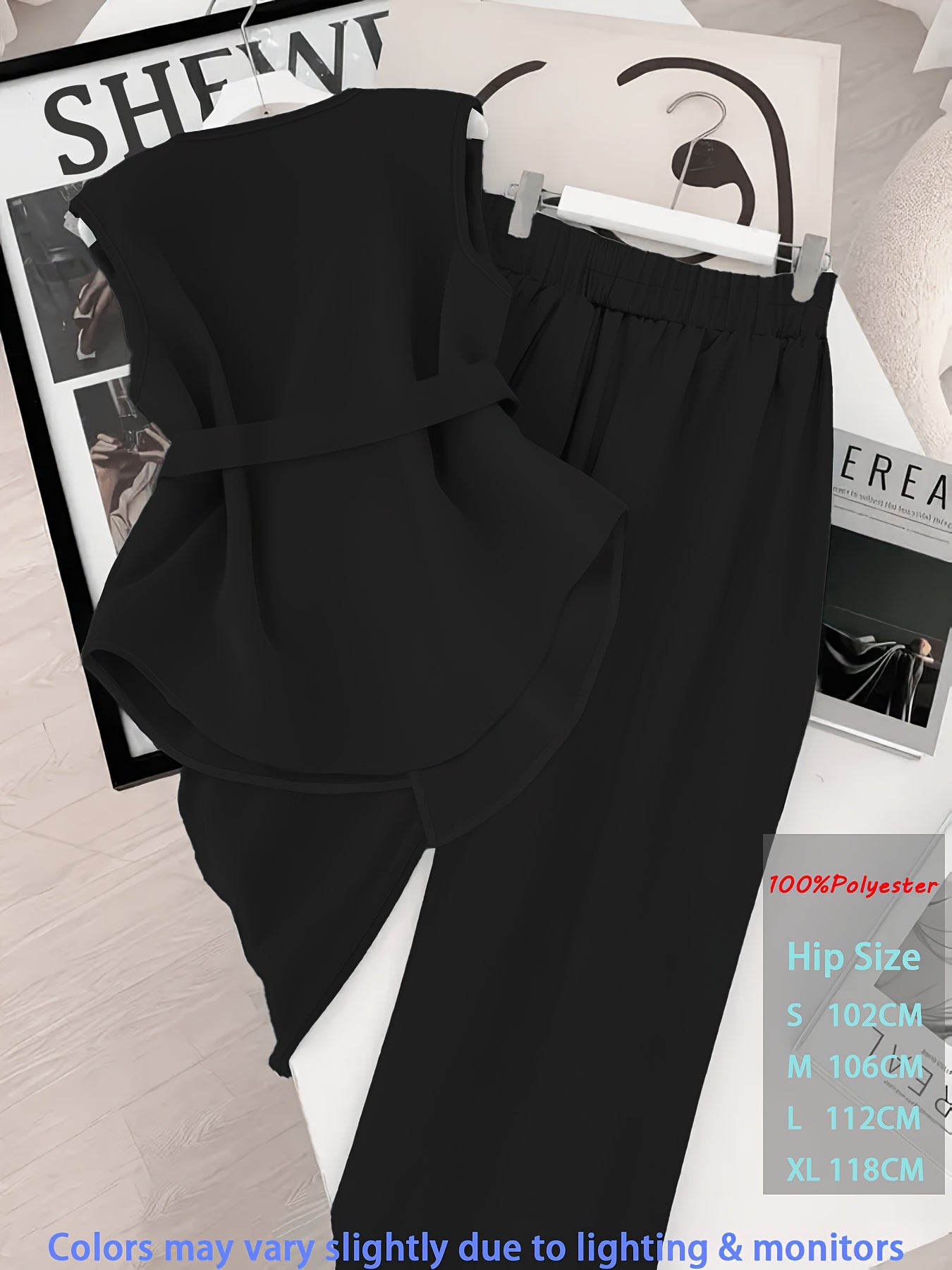 Women's Elegant Two-Piece Sleeveless Pullover Set with Adjustable Wais