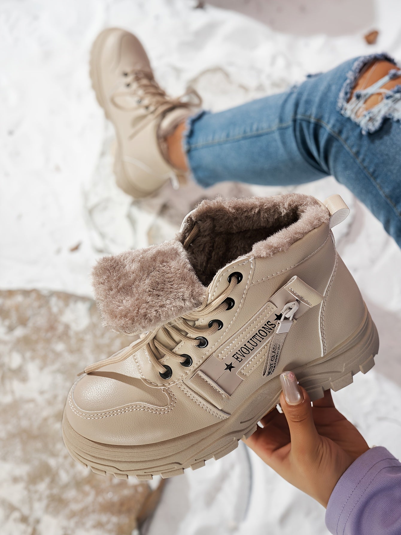 Կանացի ձմեռային ձնագնացքներ - Տաք երեսպատված, չսահող, բարձրակրունկ արտաքին ցանկացած առիթի համար կոշիկներ, ռիբավորված մեղմացնող ներդիրով, սև, իդեալական են ցուրտ եղանակի համար, ձմեռային կոշիկներ | Ոճային ձմեռային կոշիկներ | Դիմացկուն կոշիկներ