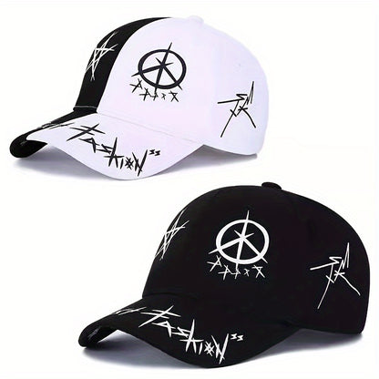 1pc Unisex Sunshade Breathable Adjustable Baseball Cap With Trendy Pattern For Outdoor Sport
