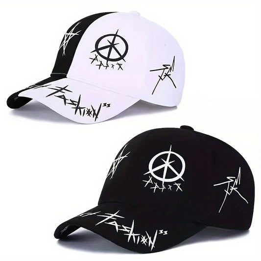 1pc Unisex Sunshade Breathable Adjustable Baseball Cap With Trendy Pattern For Outdoor Sport