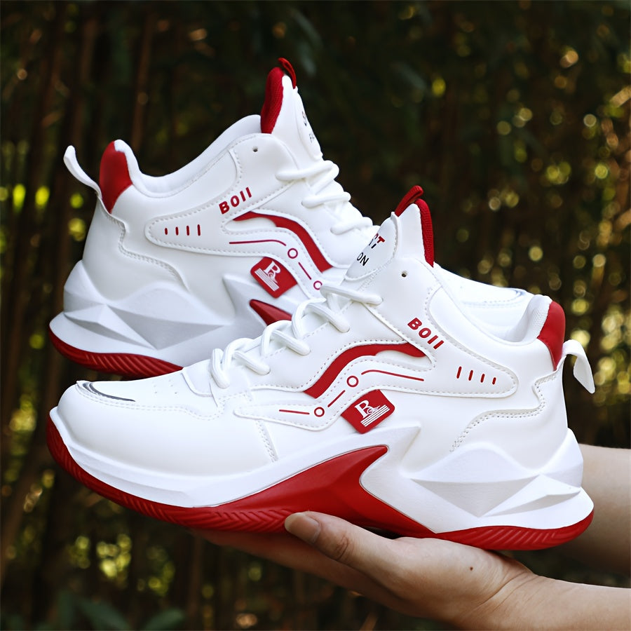 Men's high-top casual sports shoes fashion outdoor walking shoes for road running; lace-up wear-resistant versatile - ayq