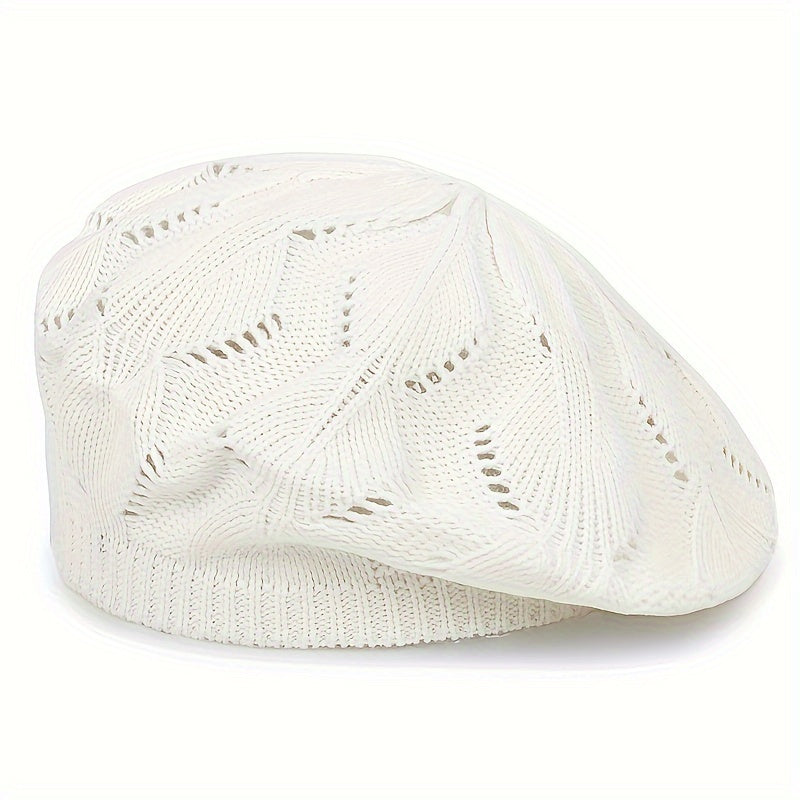 Hollow Out Breathable Beret Hats Casual Solid Color Painter Cap Elastic Berets For Women daily use