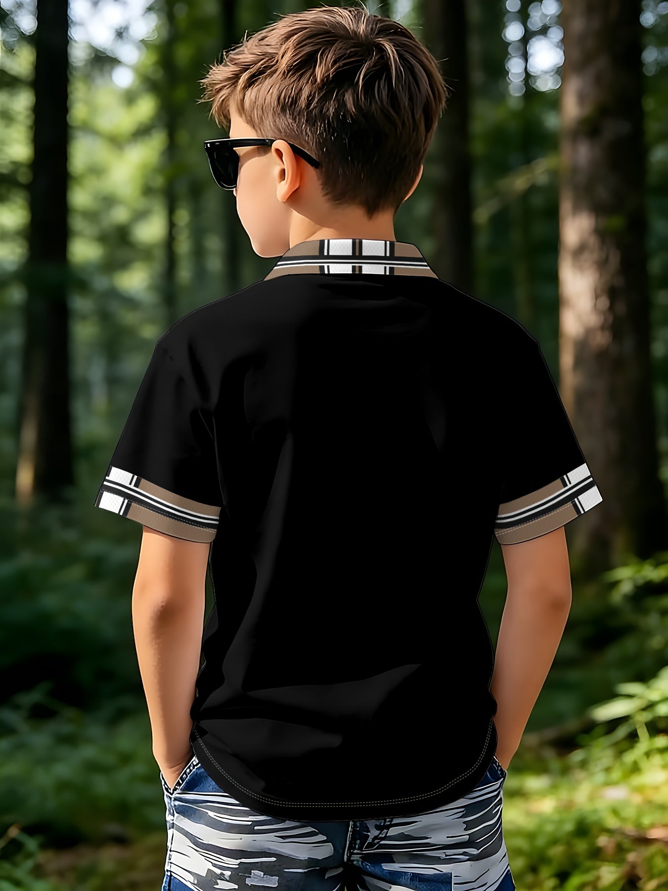 Boys' Summer Breathable Polyester Polo Shirt Casual Style