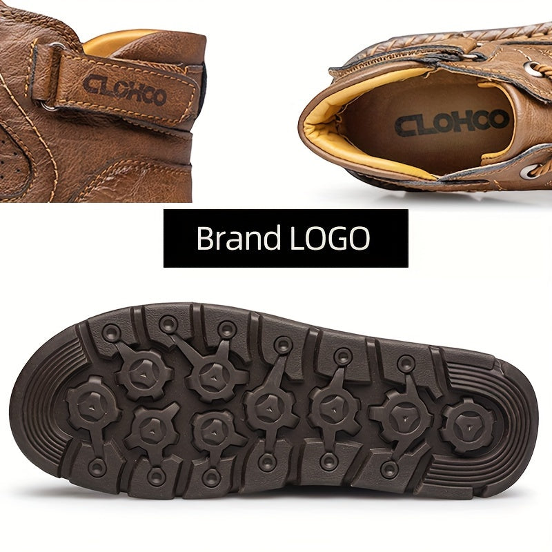 Men's High-Top Casual Lace-Up Sneakers with Rubber Sole