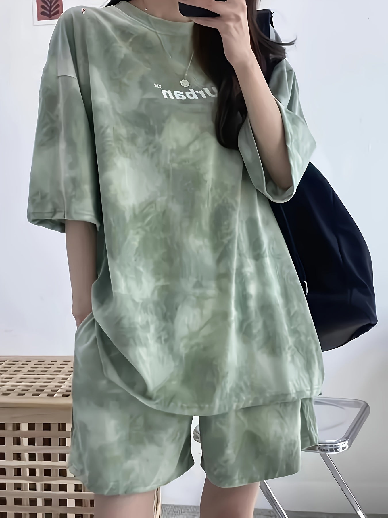 Women's Tie-Dye Loose Fit Short Sleeve Pajama Set