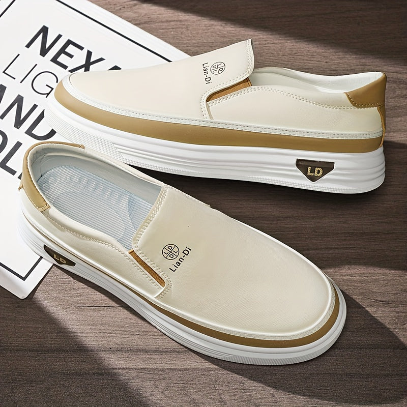 Men's Casual Slip-On Shoes - Lightweight PU, All-Season Comfort