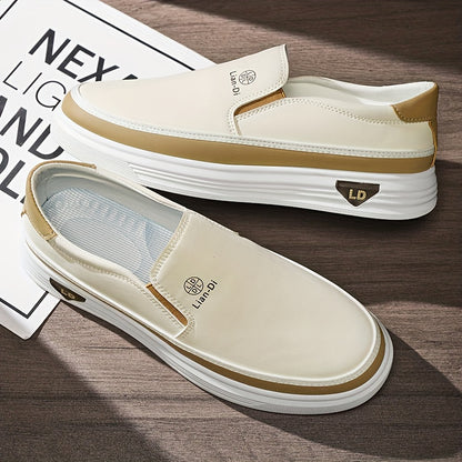 Men's Casual Slip-On Shoes - Lightweight PU, All-Season Comfort