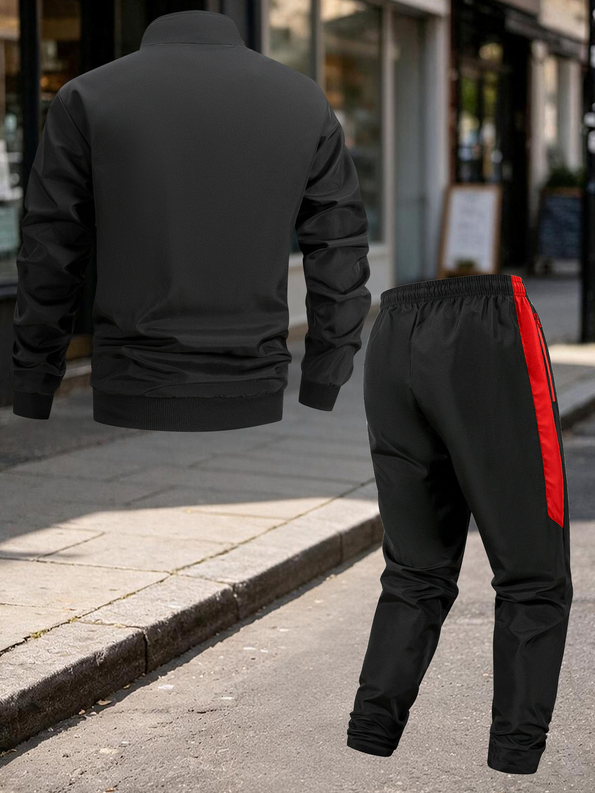 Men's Spring/Fall Stand Collar Zipper Tracksuit Set