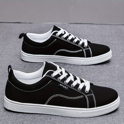Men's Canvas Skate Shoes, Casual Outdoor Non-slip Lace-up Walking Sneakers, Flat Shoes