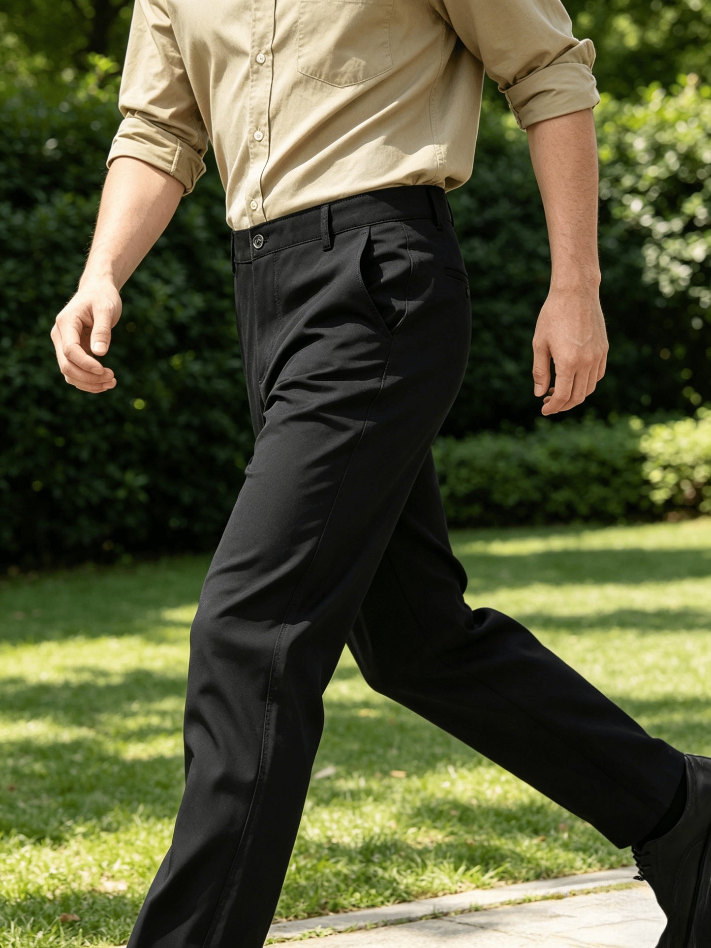 Men's Classic Straight-Leg Cotton Trousers with Deep Pockets