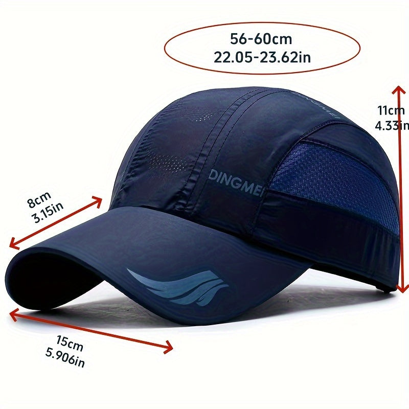 Sweat-Proof, Men's Quick-Dry Breathable Baseball Cap - Lightweight, Acrylic Sports Hat for Running & Casual Attire