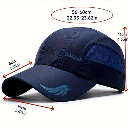 Sweat-Proof, Men's Quick-Dry Breathable Baseball Cap - Lightweight, Acrylic Sports Hat for Running & Casual Attire
