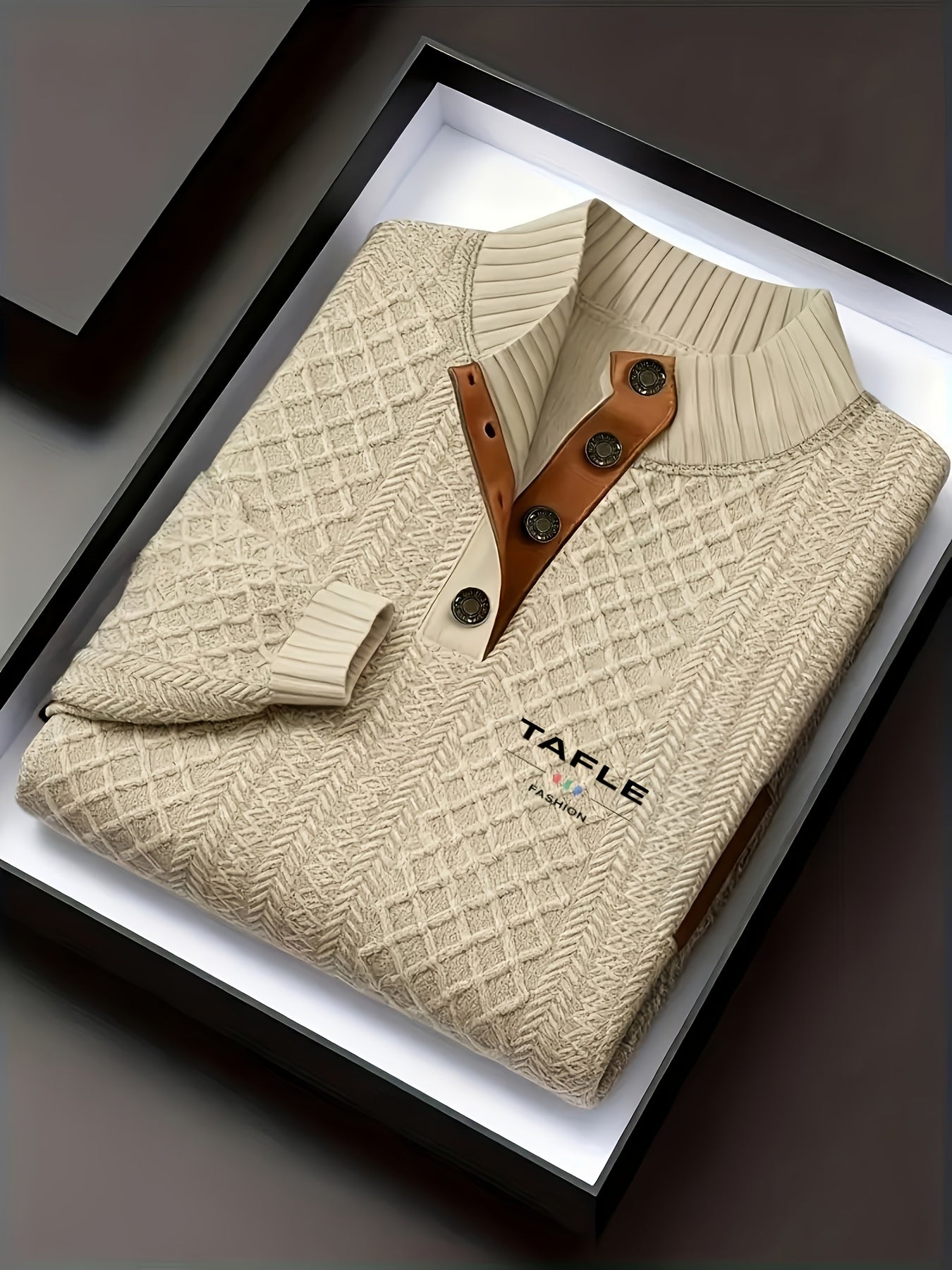 Milan High-Quality New Luxury Men'S Stand-Up Collar Jacquard Knitted Sweater, Casual Long-Sleeve Jacquard Golf Shirt