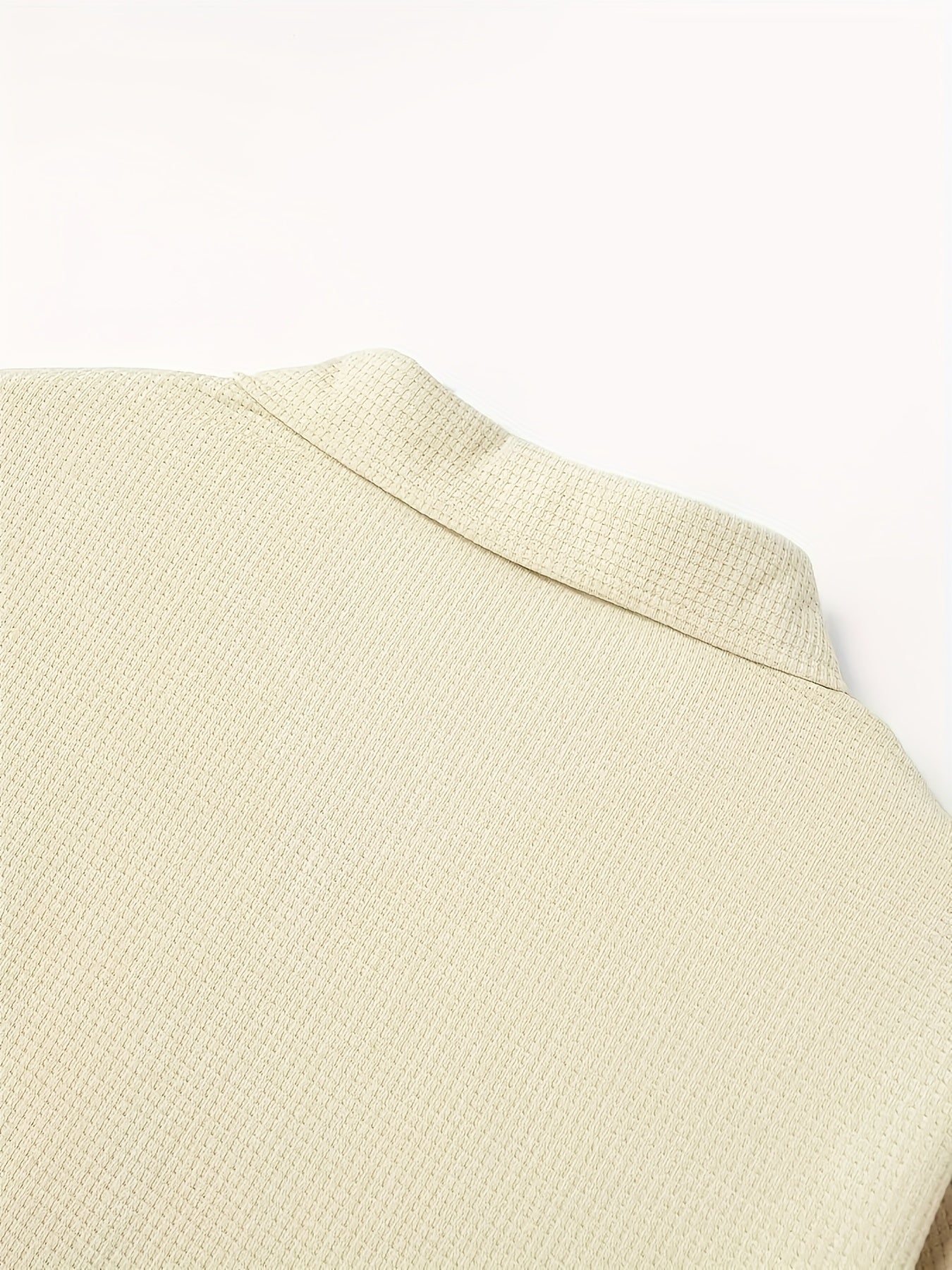 Men'S Solid Color Waffle Texture Zipper Jacket - Full-Zip Casual Coat with Full-Zip Closure, Long Sleeve Lapel Collar, /Navy Brown/