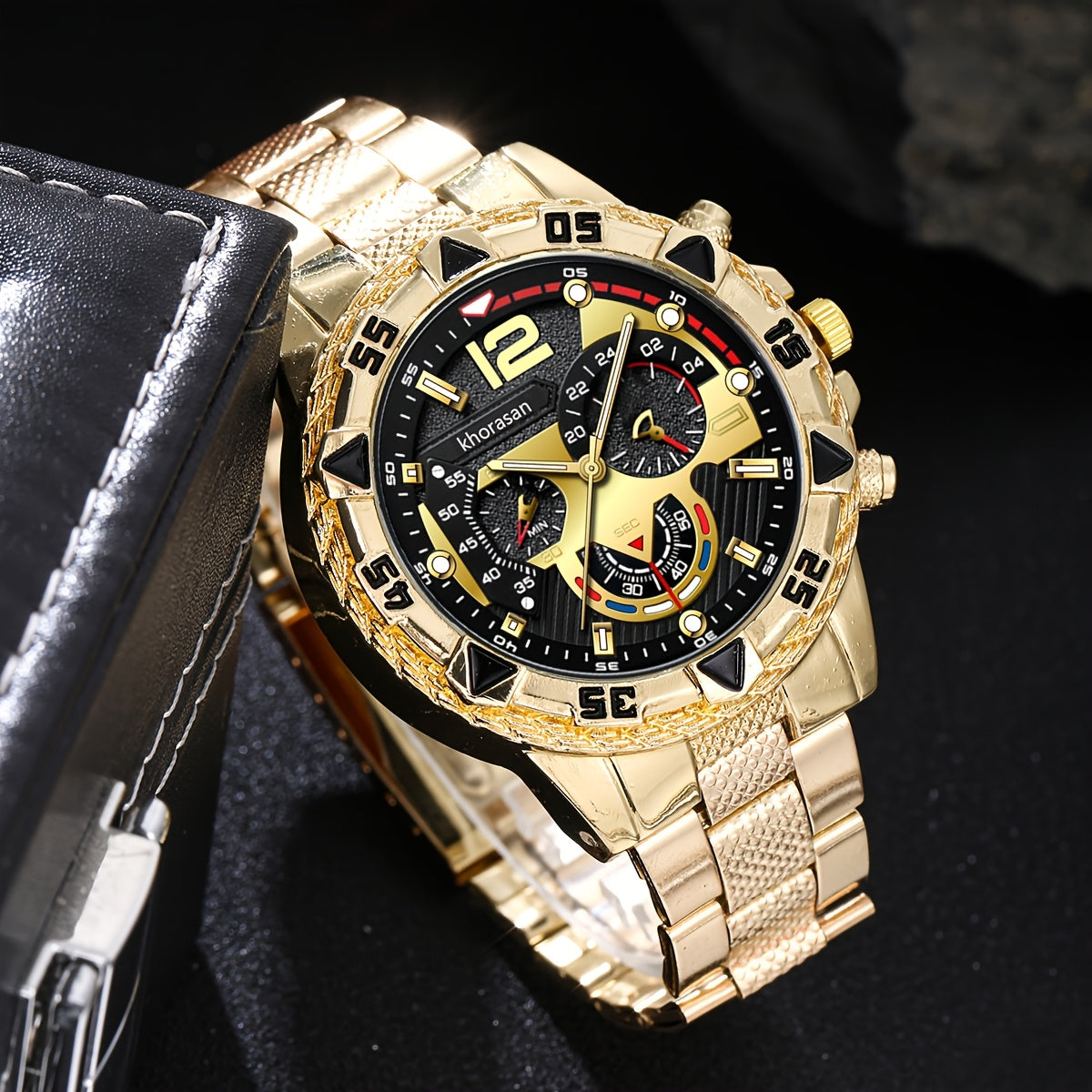 6pcs New Popular Large Dial Watches + Prayer Beads + Keychain And Pen + Stylish Travel Glasses + Business Wallet, Making You Vibrant in Life, Suitable for Various Occasions Such As Valentine'S Day, Dates, Christmas, Halloween