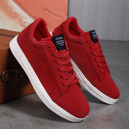 Men's Trendy Solid Skate Shoes, Comfy Non Slip Casual Lace Up Sneakers For Men's Outdoor Activities