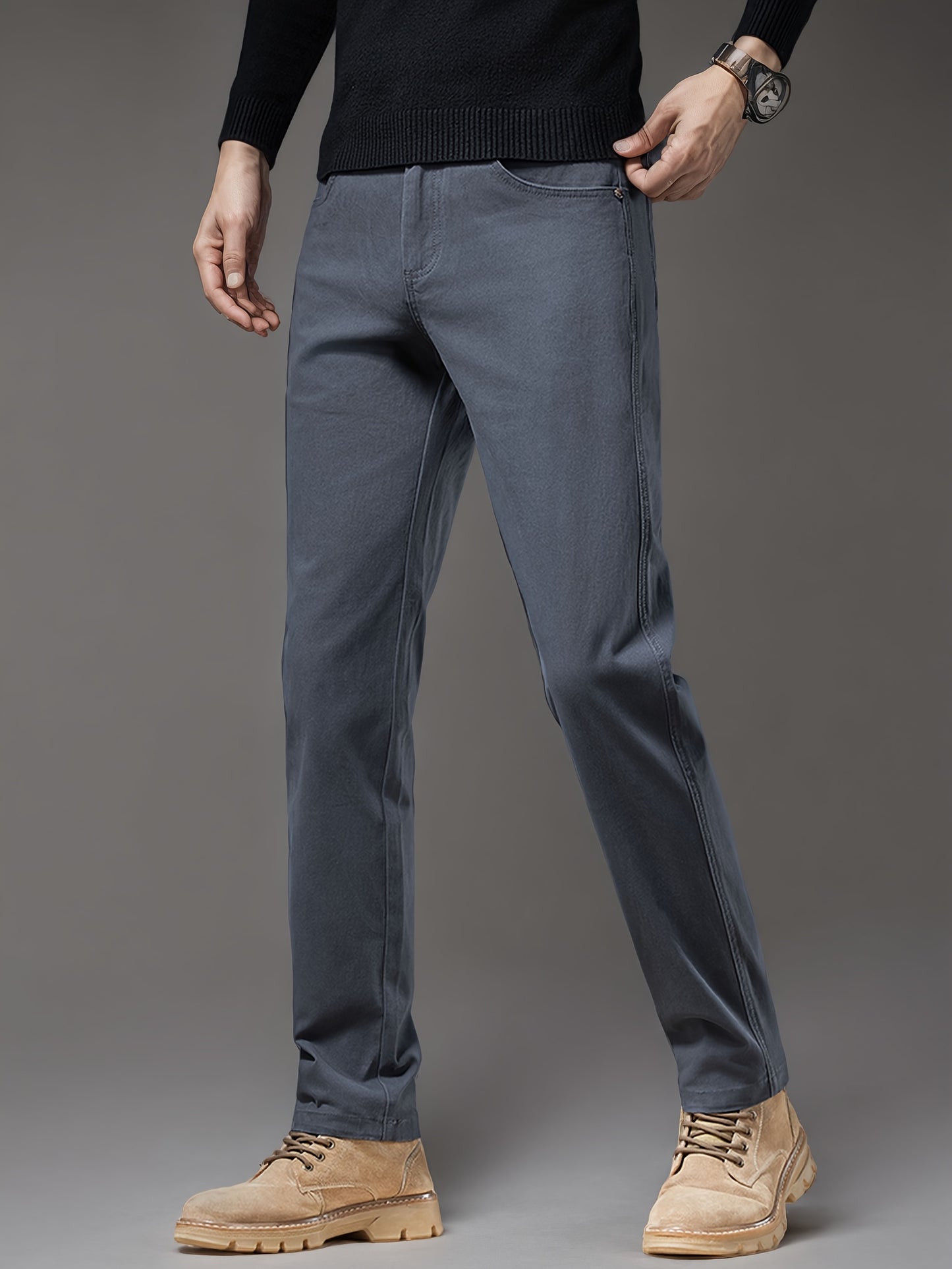 Men's Cotton Blend Casual Business Pants - Spring/Fall Style