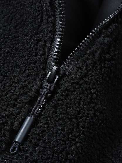 Men'S Heavyweight Fleece Jacket - Thermal Winter Coat with Stand Collar, Zipper Closure, Front Pockets - Brown/ - Cold Weather Outerwear for Everyday & Formal, Winter Jacket, Casual Outerwear, Durable Polyester, Seasonal Fash