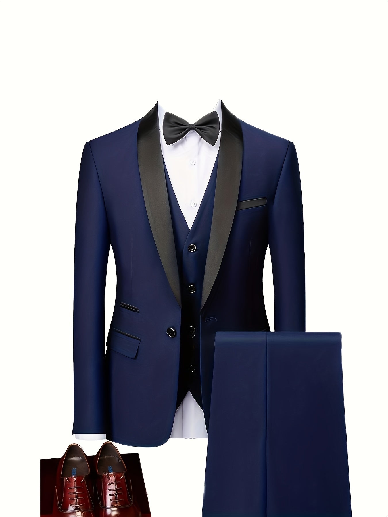 Men's Slim Fit 3-Piece Business Suit Set with Vest & Trousers