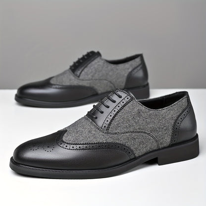 Men's Casual Business Brogue Shoes, Lace-Up Low-Top Loafers