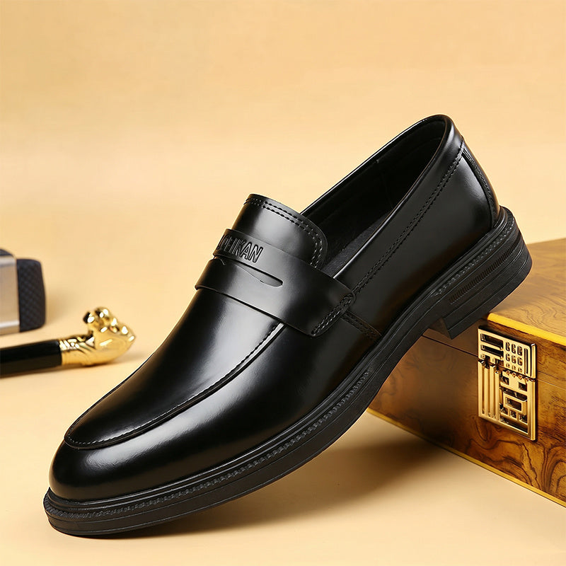 Men's Black Round Toe Loafers - Breathable Soft Sole, All-Season