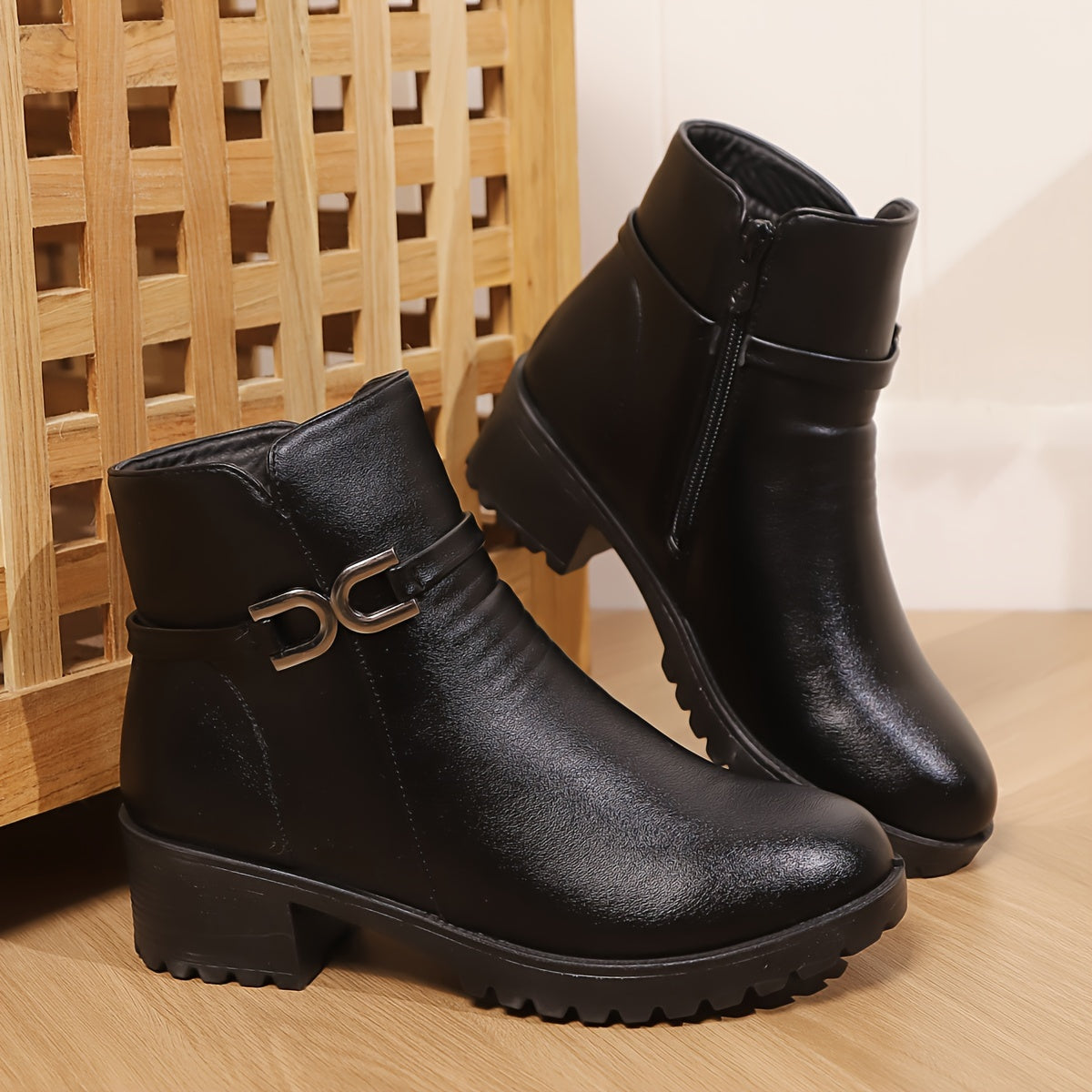 Կանացի ասպետական ձմեռային արտաքին կոշիկ, Սուրբ Ծննդյան նվեր, հաստացված, բրդյա երեսպատմամբ, հարմարավետ, ցրտից պաշտպանող, չսահող, դիմացկուն, կարճաճիթ կոշիկ