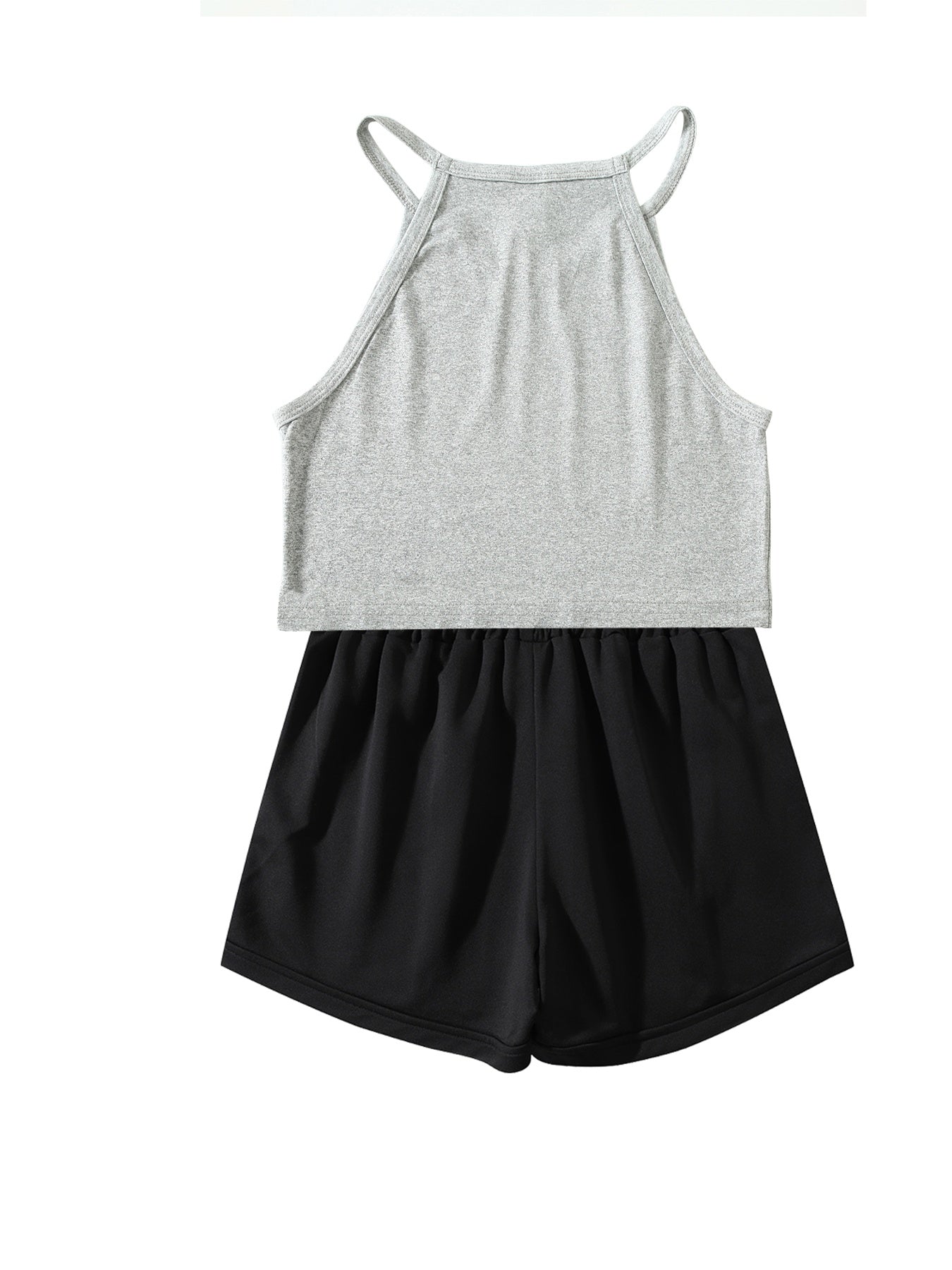 Women's Black Sleeveless Tank Top & Shorts Casual Set
