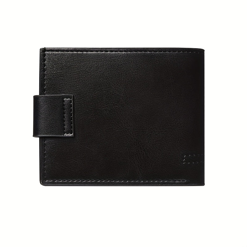 Men's & Unisex Compact Wallet with Snap & Clip Closure - PU Short Billfold, Cash/Credit Card Holder & ID for Travel, Everyday Carry - Minimalist Money Clip for -the- (No-Wash Care)