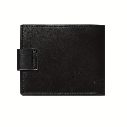 Men's & Unisex Compact Wallet with Snap & Clip Closure - PU Short Billfold, Cash/Credit Card Holder & ID for Travel, Everyday Carry - Minimalist Money Clip for -the- (No-Wash Care)