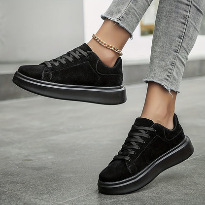 Women's Retro-Inspired Solid Color Lace-Up Sneakers - Lightweight, Comfortable & Durable Casual Sneakers for All Seasons