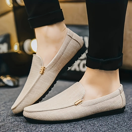 1 Pair Men'S Preppy Casual Slip-On Loafers - Faux Round Toe Shoes with EVA Insole, Breathable Fabric Lining, Wear-Resistant Sole for Outdoor, Hiking & Daily Use - Versatile for Spring/Summer & Fall/Winter