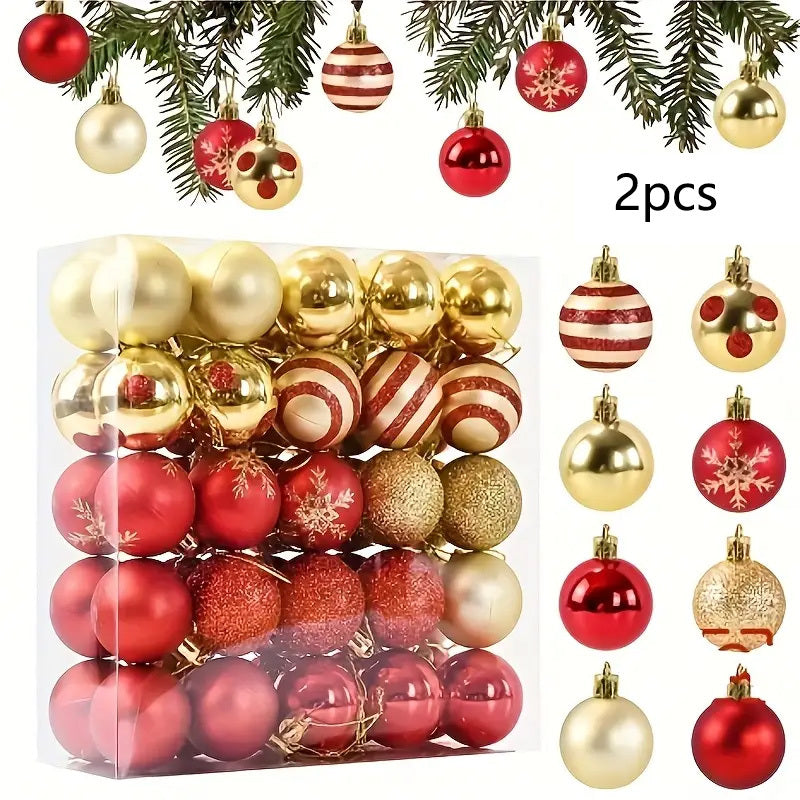 Christmas Ball Decoration Gift Box 4cm Christmas Christmas Tree Decorative Pendant, Hand-painted Snowflakes, Circles and Dots, Durable Plastic, Suitable for Weddings, Christmas Wreaths, Christmas Trees, Doorframe Twigs, Indoo