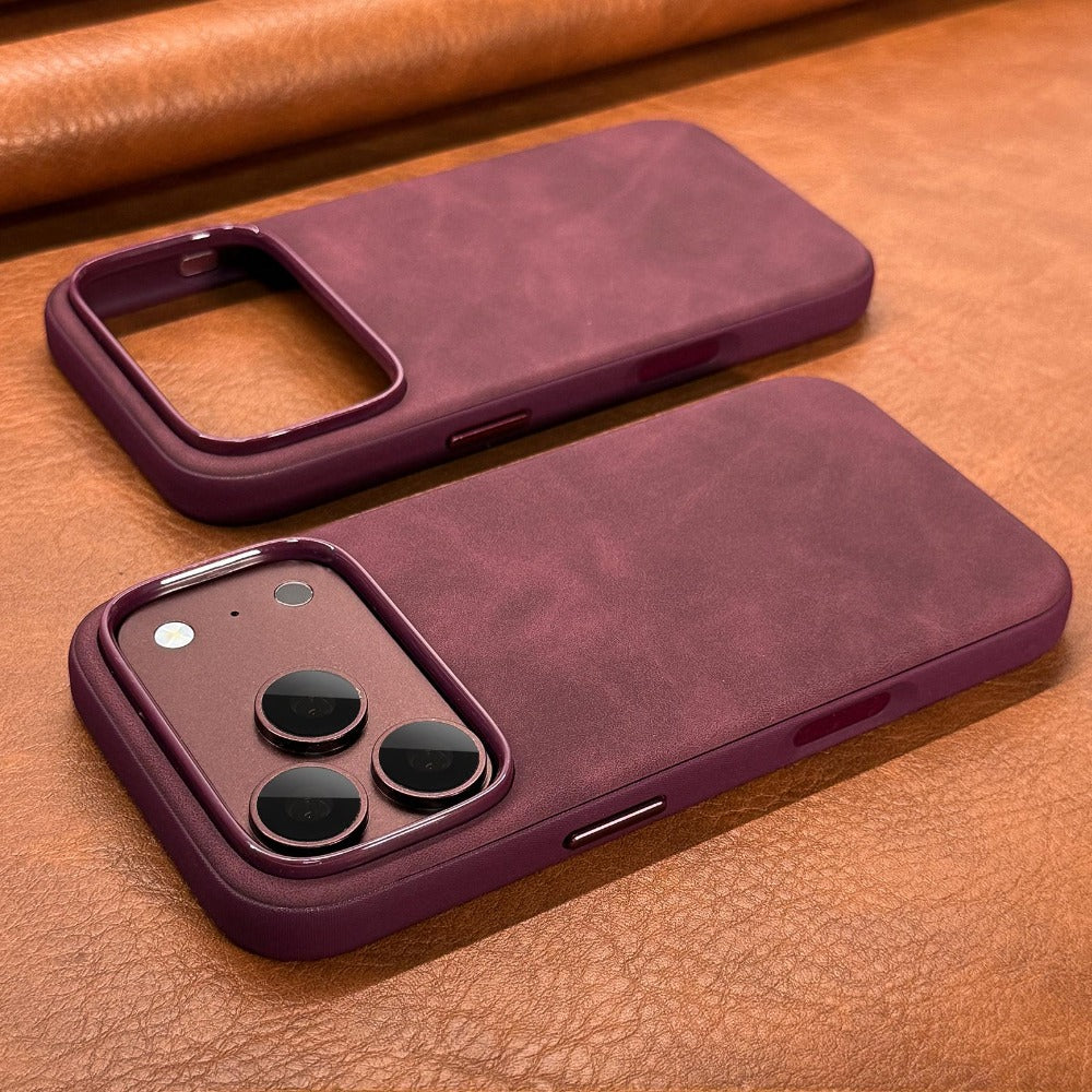 Luxury Retro Faux Sheepskin Leather Phone Case for iPhone 13-18 Pro Ma