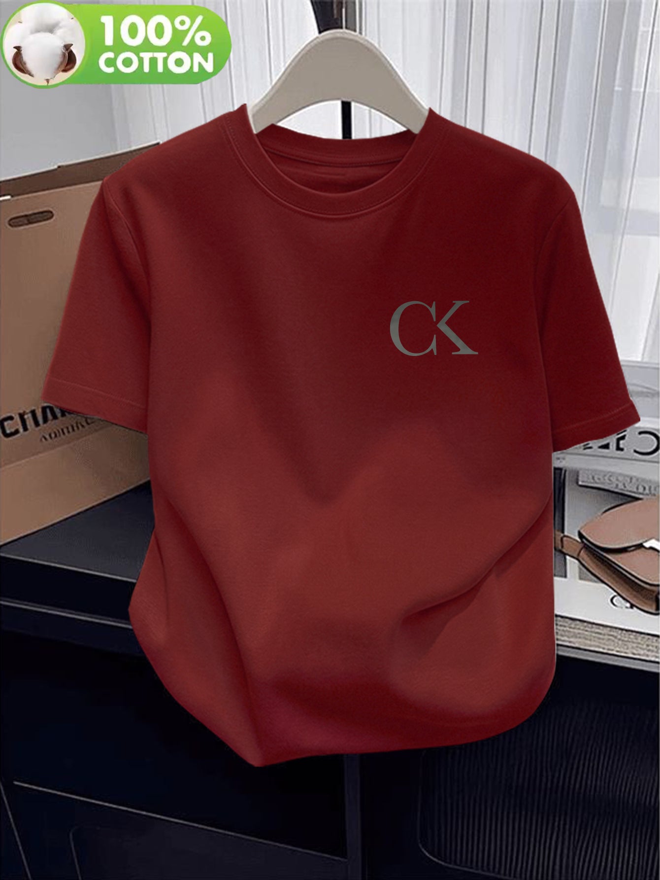 Women's Casual Cotton T-Shirt with Alphabet Applique Print