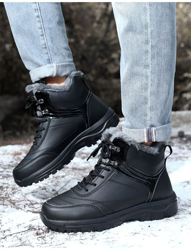Men'S High-Top Snow Boots for Winter, Featuring Thickened Fleece for Warmth, Designed for Outdoor Activities with Slip-Resistant And Wear-Resistant Properties.