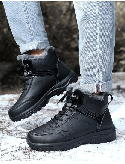 Men'S High-Top Snow Boots for Winter, Featuring Thickened Fleece for Warmth, Designed for Outdoor Activities with Slip-Resistant And Wear-Resistant Properties.
