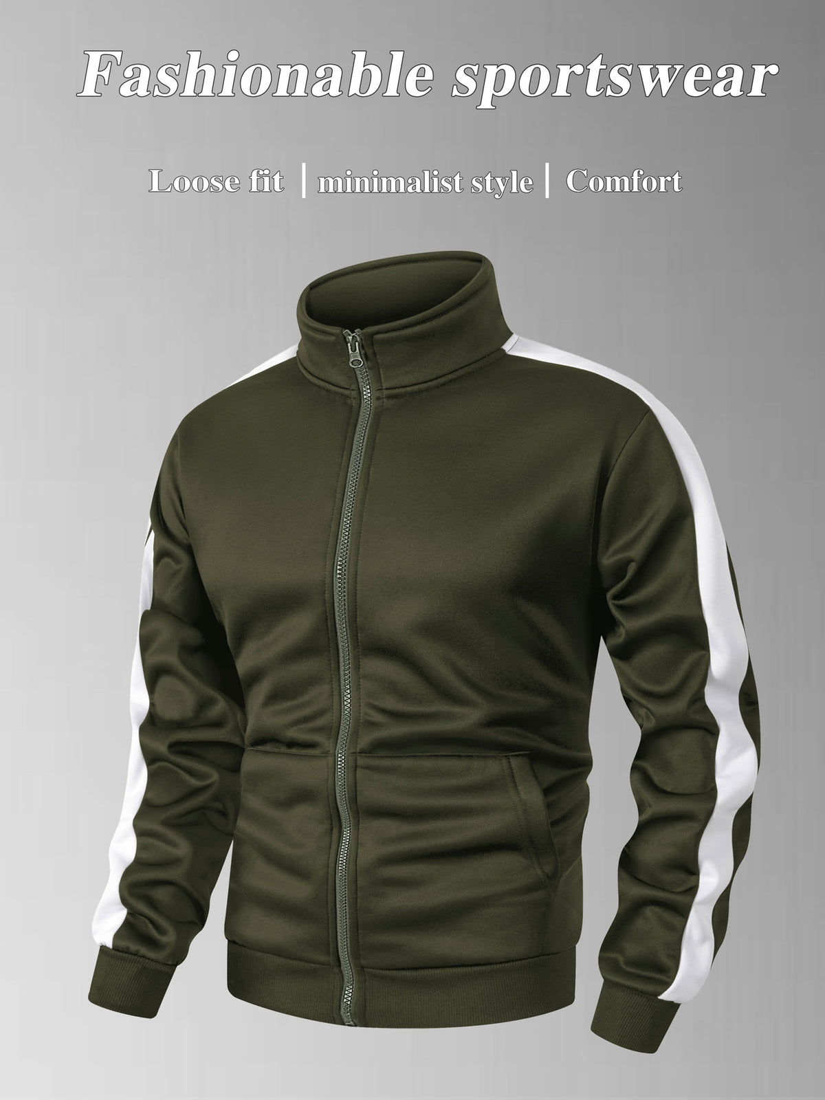 Men's Slim-Fit Full-Zip Softshell Jacket with Stand Collar