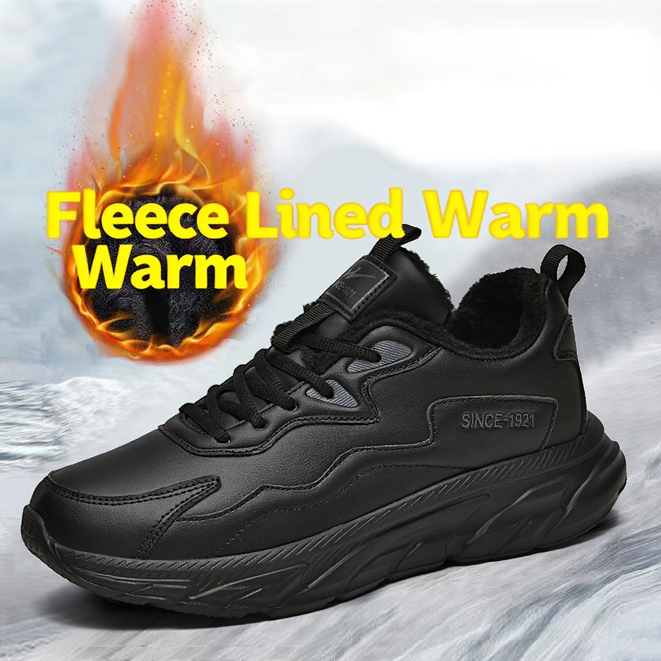 Men's Heavy-Duty Thermal Winter Snow Boots - -like Low-Top Ankle Boots with Lace-Up Closure, Arch & Traction Tread - Warm Outdoor Shoes for Driving, Ice & Snow - All-Terrain Use (Casual/Snow/Slush) - Comfortable & Durable - I