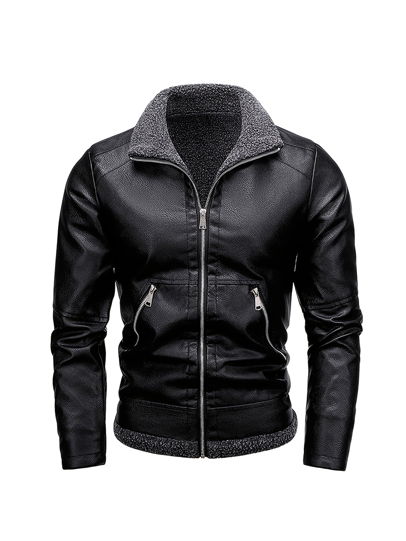 Men'S Cozy Fleece-Lined Bomber Jacket - Thick Winter Coat with Multiple Pockets, Zip-Up Casual Pilot Style, Brown, Polyester Lining, Perfect for Fall & Winter, Winter Bomber Jacket