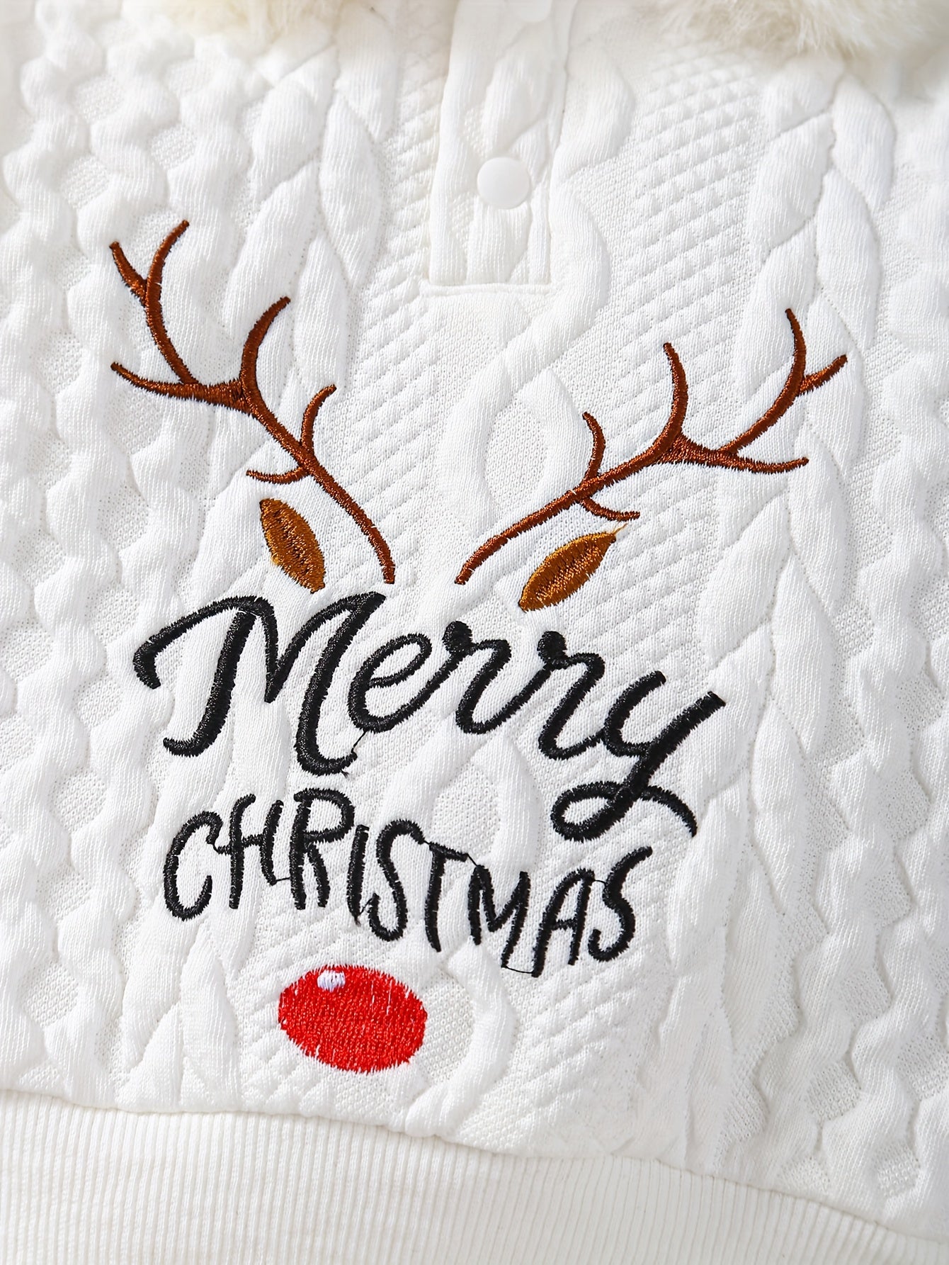 Հարմարավետ տղաների Սուրբ Ծննդյան վերնաշապիկի և տաբատի հավաքածու՝ եղջյուրի ասեղնագործությամբ - տաք բրդյա ծածկույթով, երկար թևքերով հանդերձանք աշուն/ձմեռ, իդեալական է բացօթյա օգտագործման համար