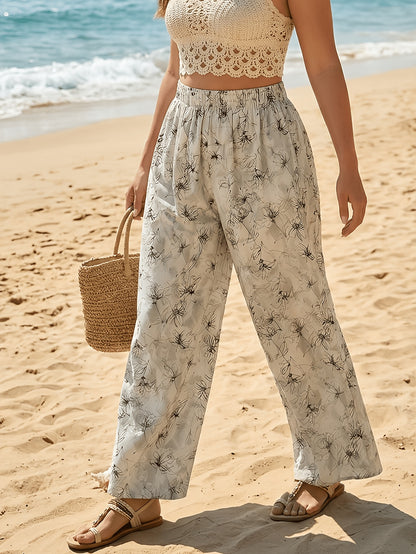 Plus Size Wide Leg High Waist Palazzo Pants for Spring/Summer