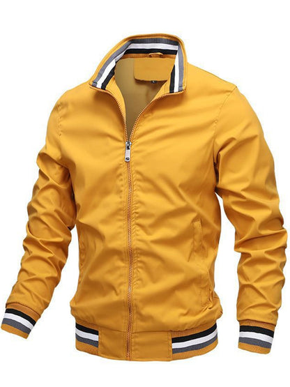 Տղամարդու վինտաժային ոճի հիփ-հոփ բեյսբոլի բաճկոն - Առօրյա սպորտային վերնազգեստ՝ կանգնած օձիքով, կայծակաճարմանդով, պոլիեսթերից - իդեալական է աշուն/ձմեռ համար