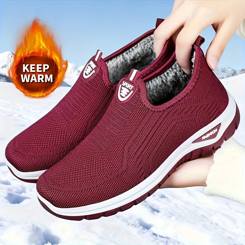 Կանացի մեծ չափսերի, բրդյա երեսպատումով տաք ձմեռային կոշիկներ, բազմակողմանի, հաստացված, փափուկ ներբանով, պարզ կոշիկներ